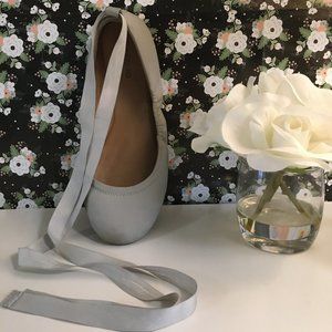 Grey Ballet Ribbon Flats